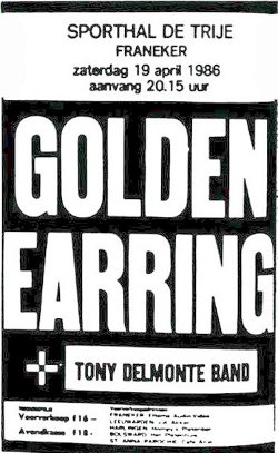 Golden Earring show poster April 19, 1986 Franeker - Sporthal de Trije
